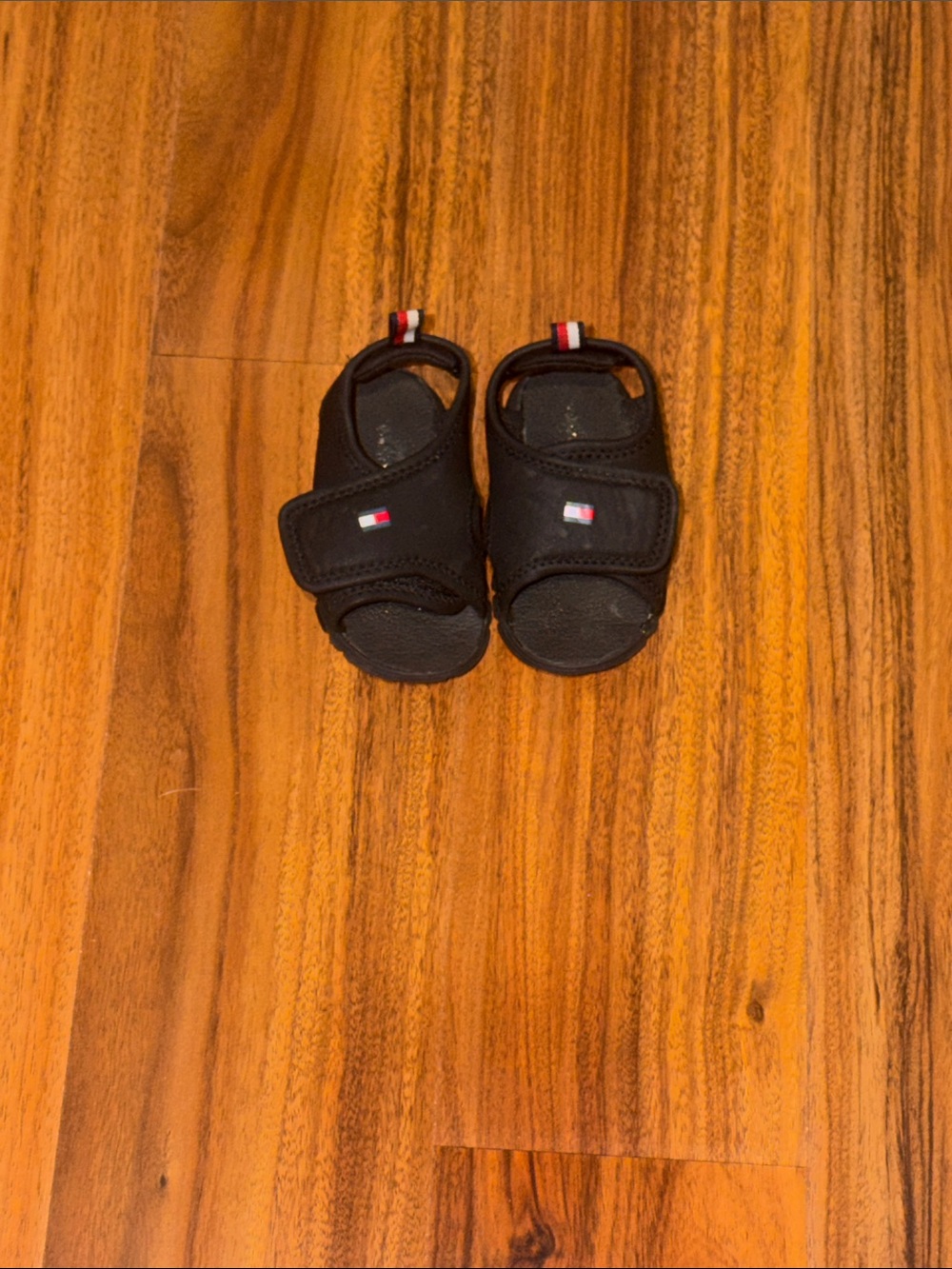 Tommy Hilfiger Black Toddler Sandals with Flag Tabs